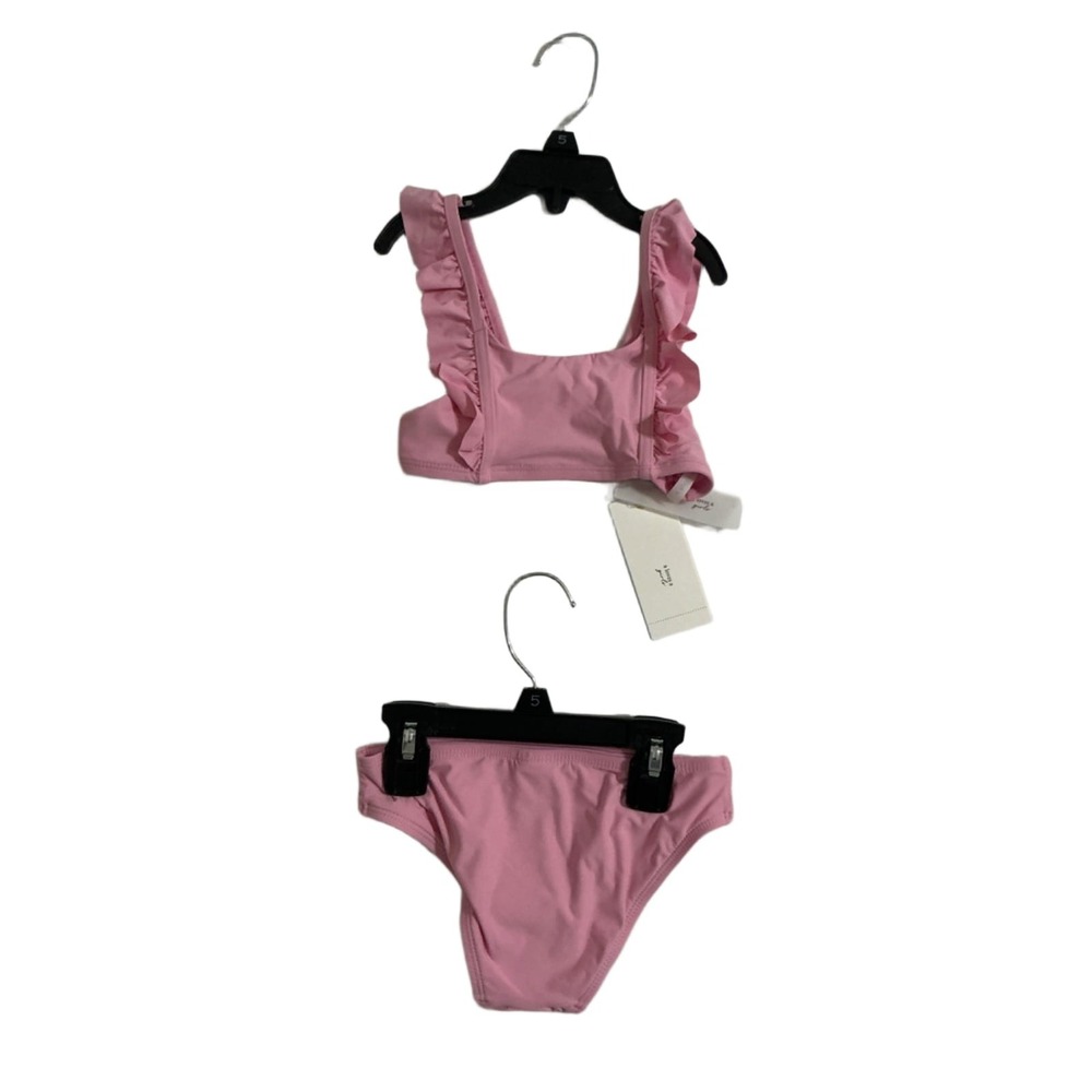 A Loves A Girls 2-Piece Swimsuit Size 5 Pink Pretty Posey Ruffle Bikini Set NWT